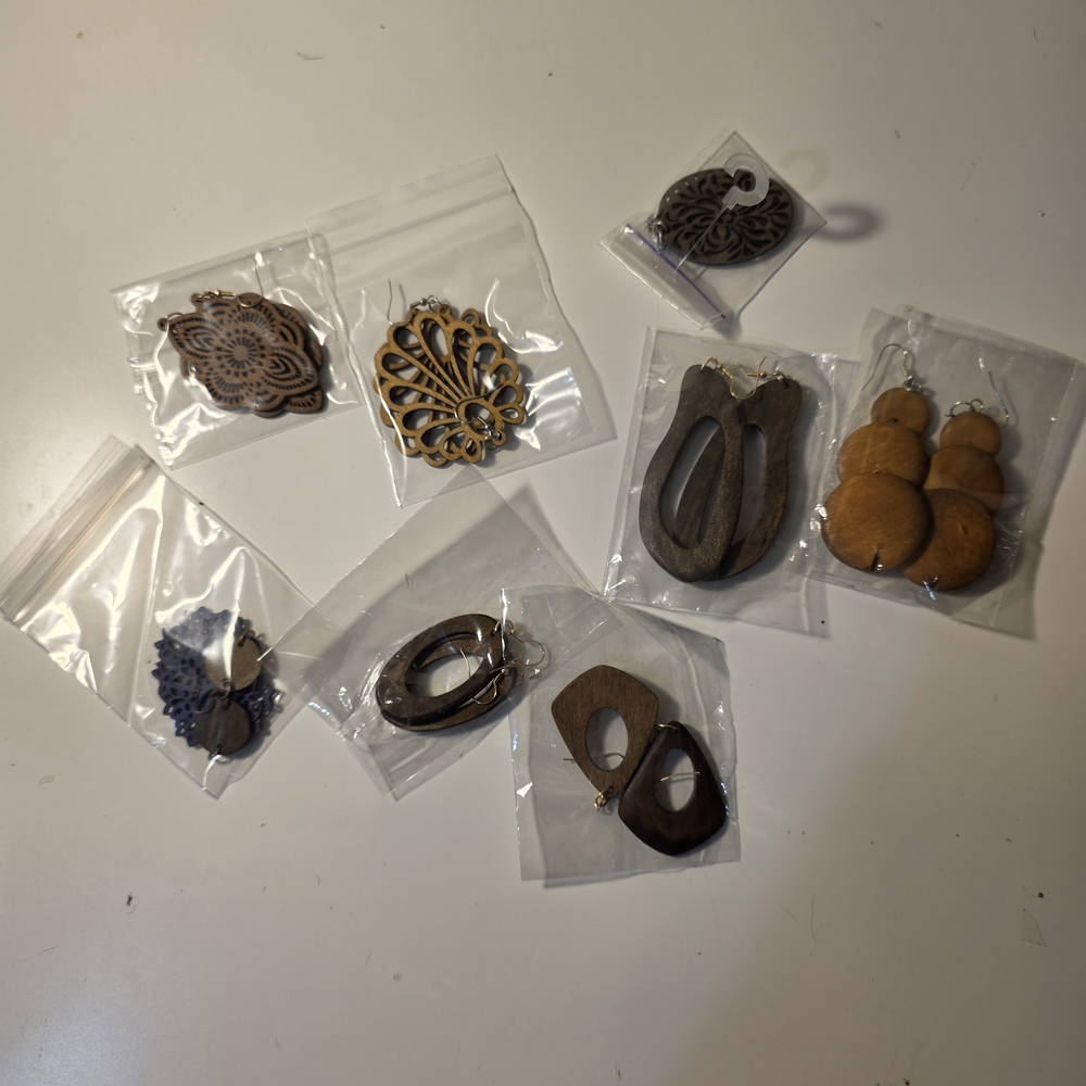Assorted Wooden Earrings Set
